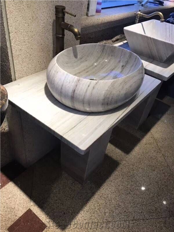 Natural Stone Marble Wash Basin Wood Vein Sink