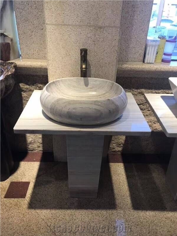Natural Stone Marble Wash Basin Wood Vein Sink