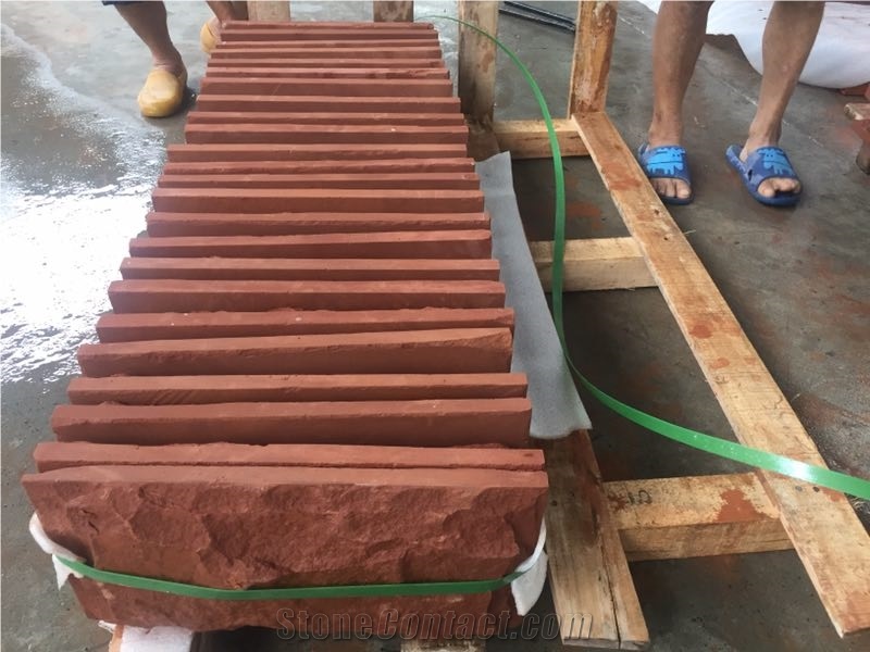 Red Sandstone Split Wall Veneer Cladding Pattern