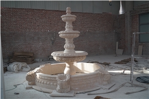 Sculptured Beige Marble Landscaping Water Fountain