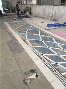 Waterjet Lobby Medallion with Marble&Blue Onyx