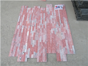 China Pink Natural Quartzite Ledge Stone Wall Cladding Panels
