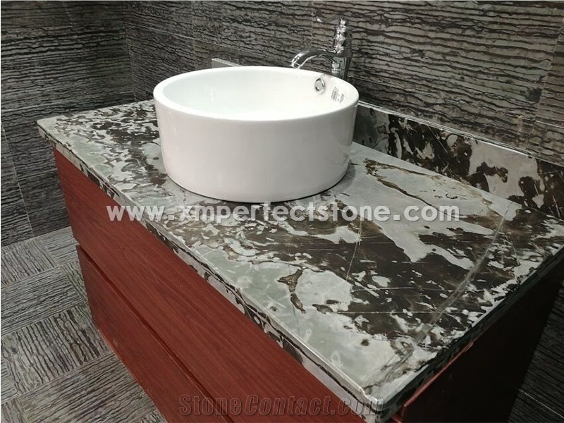 Dark Green Marble Bathroom Vanity Top Countertops