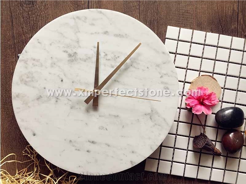 White Carrara Marble Clocks Wall Clocks 12 Inch from China