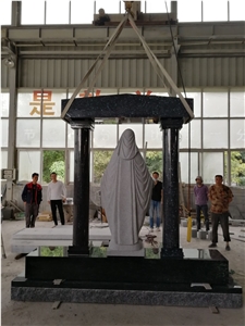 Dark Blue Pearl Custom Monument with Angel Statue