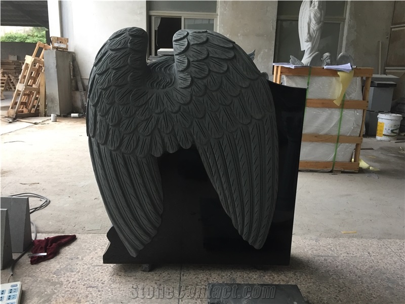 Shanxi Jet Black with Angel Sculpted Monument