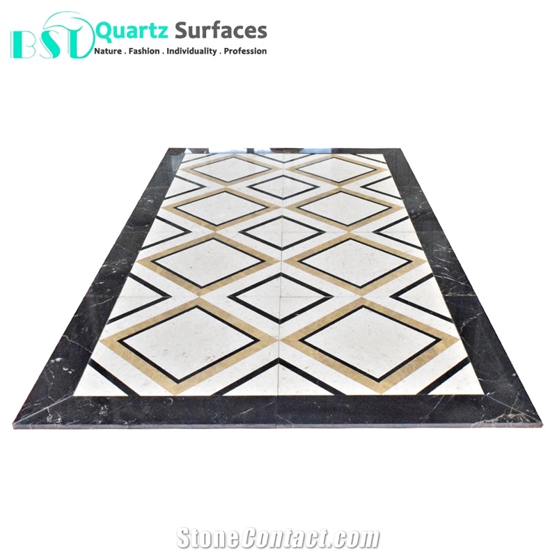 Chinese White Marble Stone Waterjet Medallion for Floor Tiles