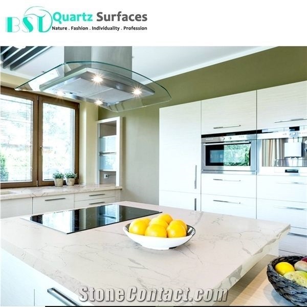 Prefab Calacatta Quartz Island Kitchen Countertops from China