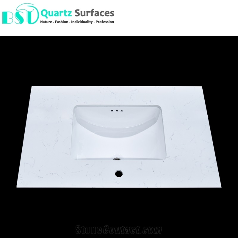 White Carrara Artificial Quartz Stone Countertop