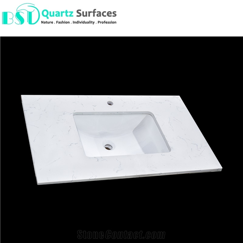 White Carrara Artificial Quartz Stone Countertop