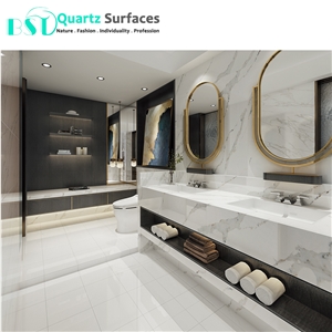 White Prefab Quartz Bath Vanity Tops
