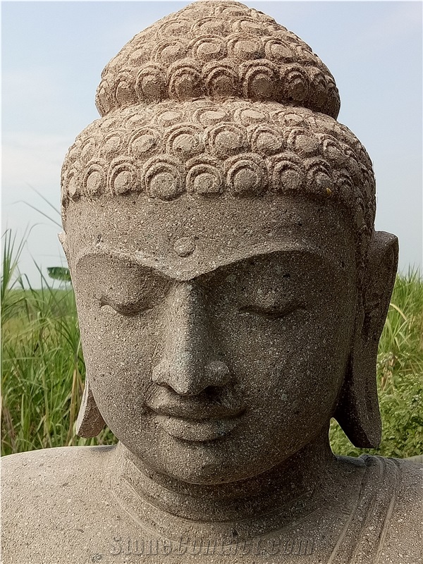 Natural Stone Bali Green Tuff Carved Budha Sculpture
