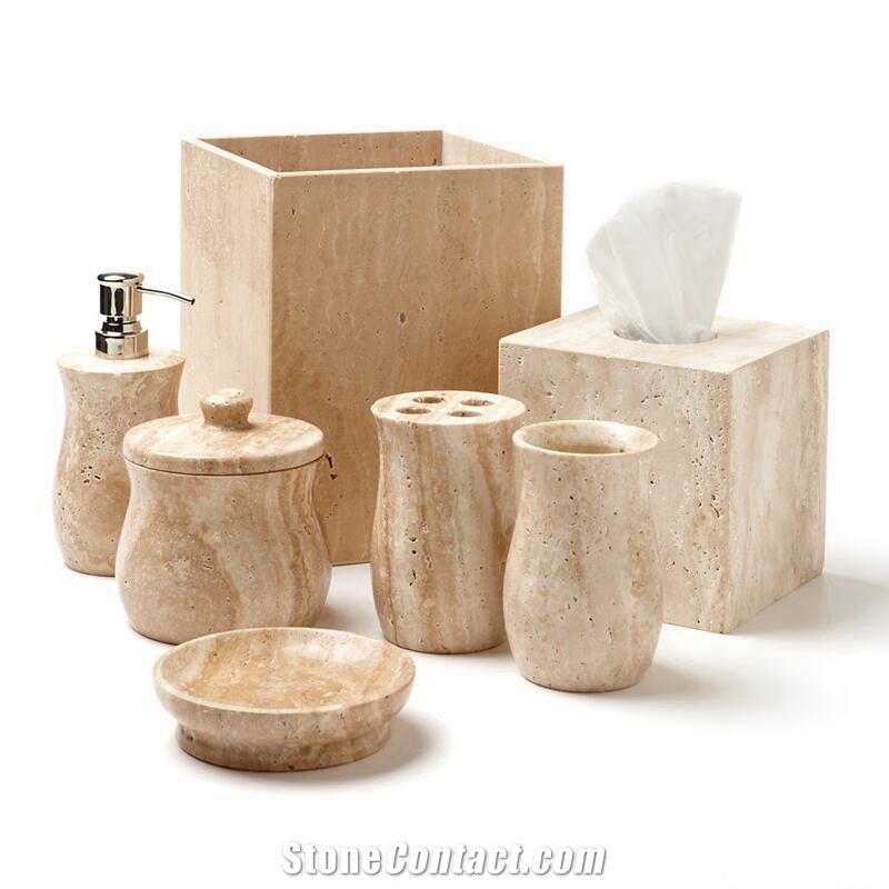 Beige Travertine Bathroom Accessories,Bathroom Sets