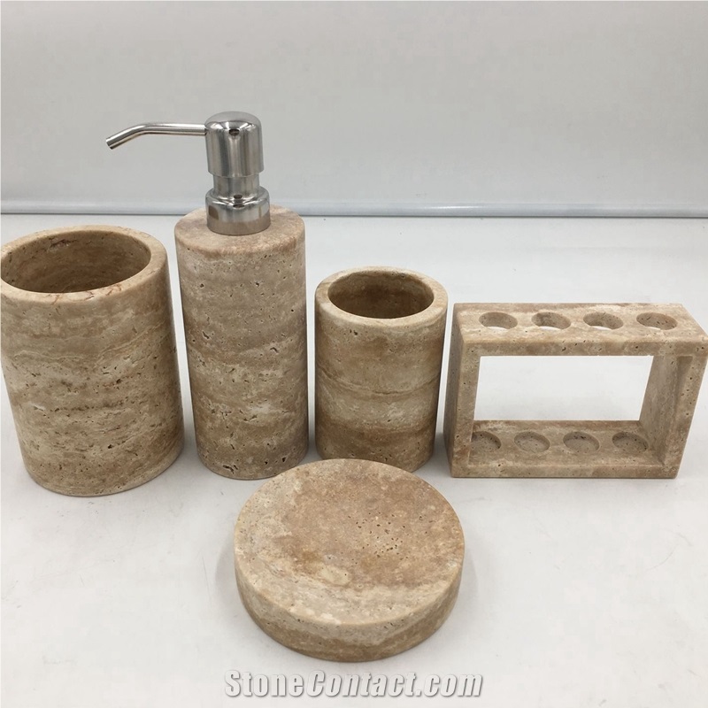 Beige Travertine Bathroom Accessories,Bathroom Sets