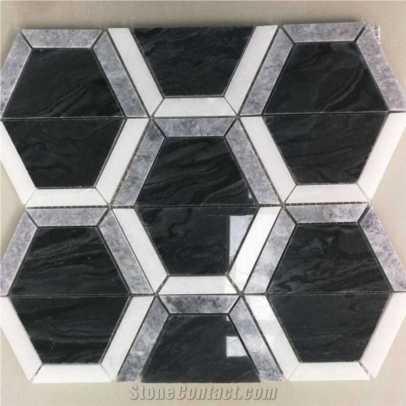 Black Marquina Marble Hexagon Tiles