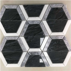 Black Marquina Marble Hexagon Tiles