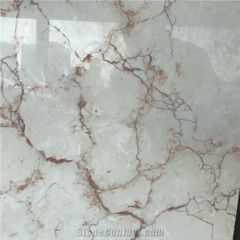 Ivory White Marble with Red Veins