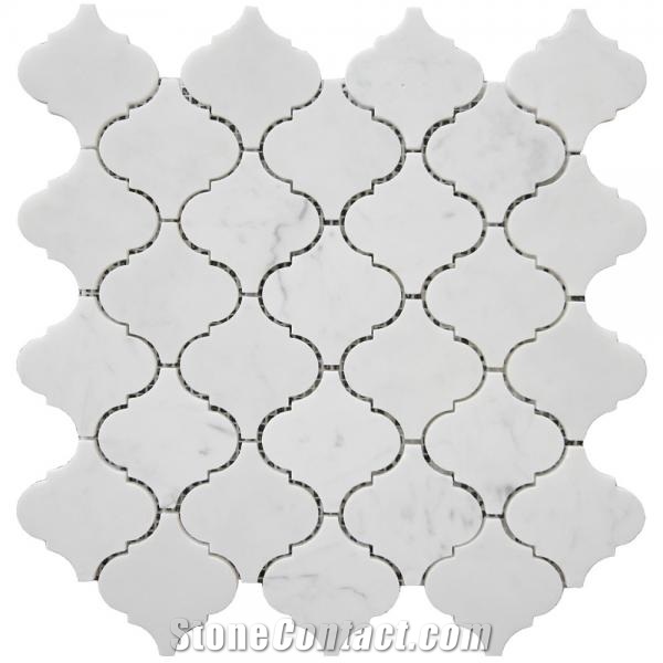 White Carrara Marble Lantern Mosaic Tiles