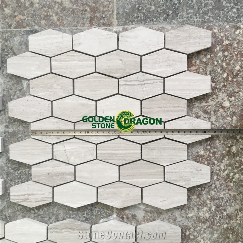Wood Grey Grain Mosaichexagon Marble Mosaic Tile