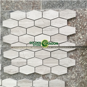 Wood Grey Grain Mosaichexagon Marble Mosaic Tile