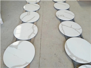 Calacatta Carrara White Marble Round Table Top