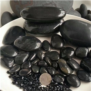Black Polished Nature River Stone