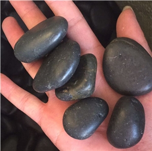 Black Polished Nature River Stone