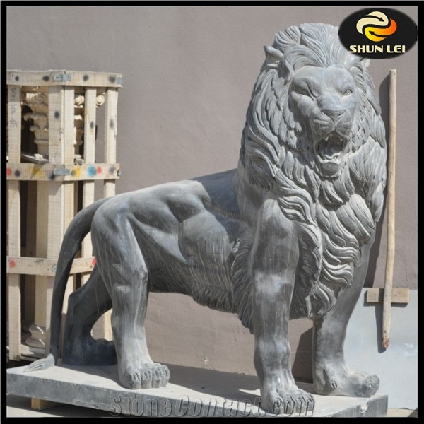 Custom Size Marble Carving Front Door Lion Statue