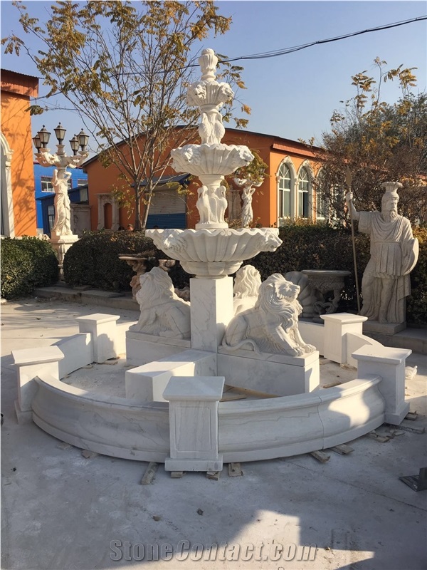 Decorative White Marble Garden Fountain