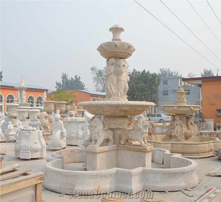 Decorative White Marble Garden Fountain