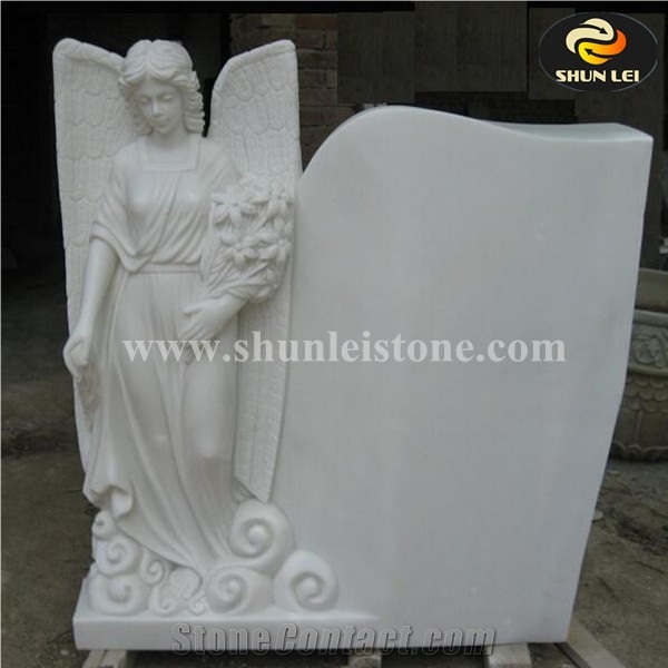 Hand Carved White Marble Grave Headstones
