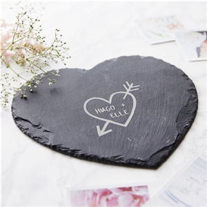Natural Black Slate Stone Heart Plate for Sale