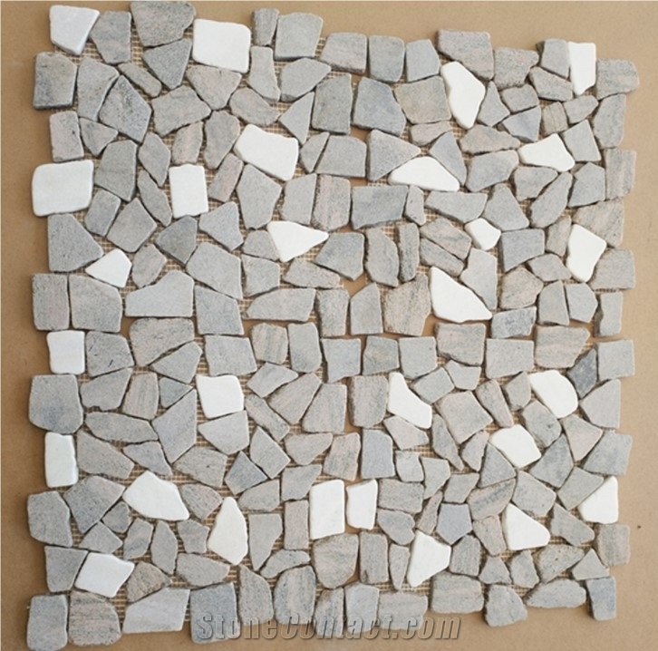 Natural Stone Pebble Mosaic Tile for Landscaping