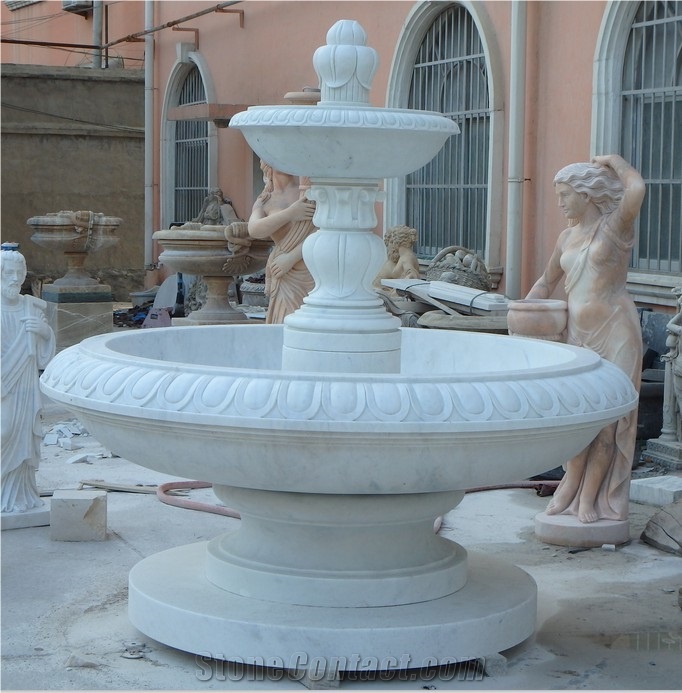 Outdoor 3 Tier White Marble Water Fountain Sale