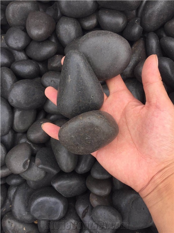 Polished Black River Pebble Stone