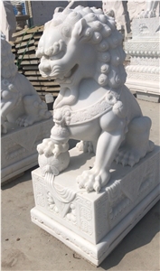 Stone Lion Statues Marble Carving