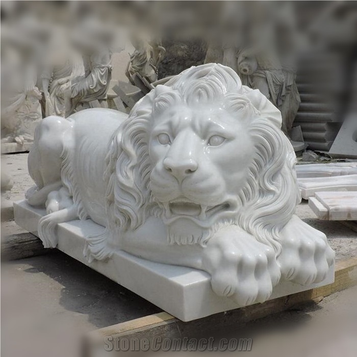 Stone Lion Statues Marble Carving