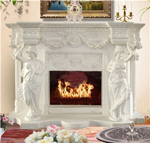 White Marble Fireplace Modern Style