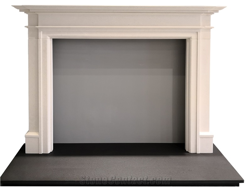 White Modern Style Beige Marble Fireplace