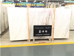 Chinese White Marble Calacatta Amber Slab /Wall