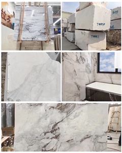 Chinese White Marble Calacatta Taupe Tile