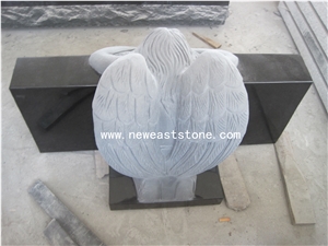 Black Carved Weeping Angel Headstone Monument