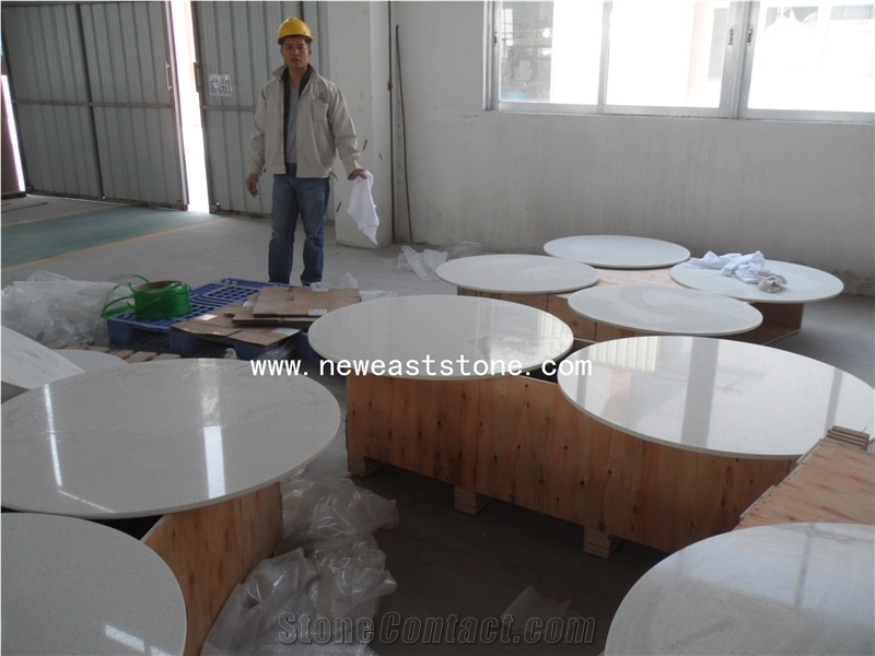 Solid Surface Quartz Stone Dining Table Top Design