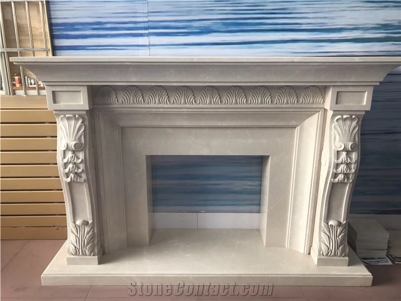 China Marble Handcarved Fireplace Mantel Surround