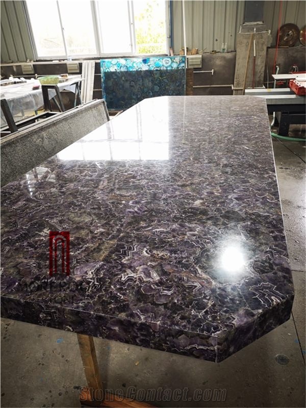 Backlit Large Size Amethyst Purple Desk Top