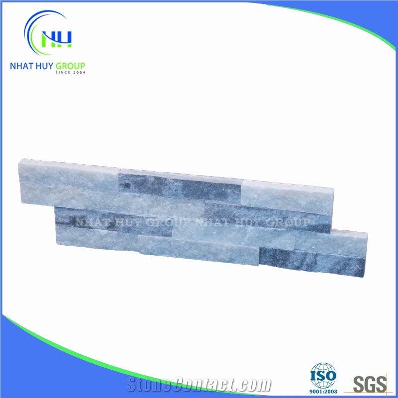 Light Grey and White Shiny Wall Cladding Marble Exposed Wall Stone