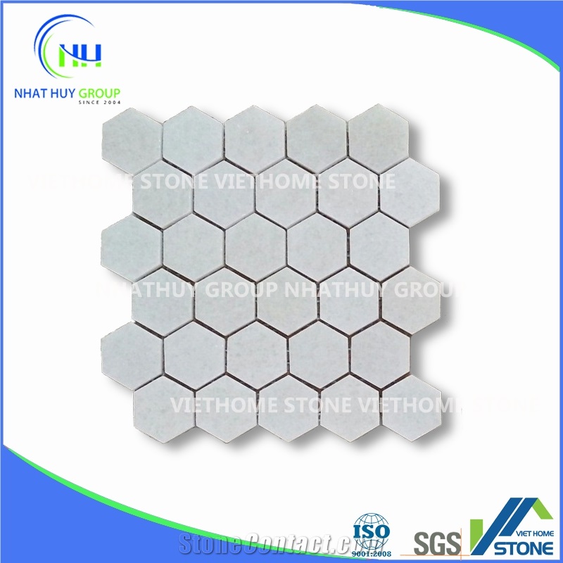Polished Crystal White Marble Honeycomb Mosaic