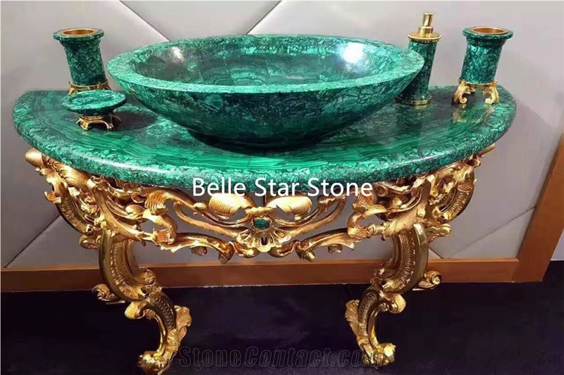 Malachite/Green Jade Precious Stone Wash Basins