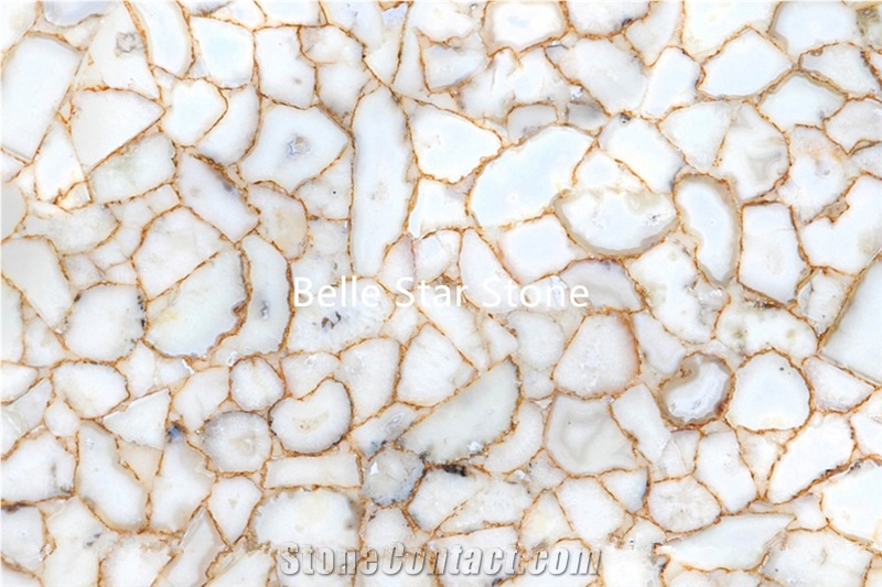 White Crystal Backlit Semi Precious Stone Slabs