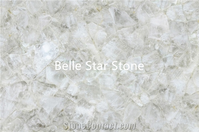 White Crystal Backlit Semiprecious Stone Counters